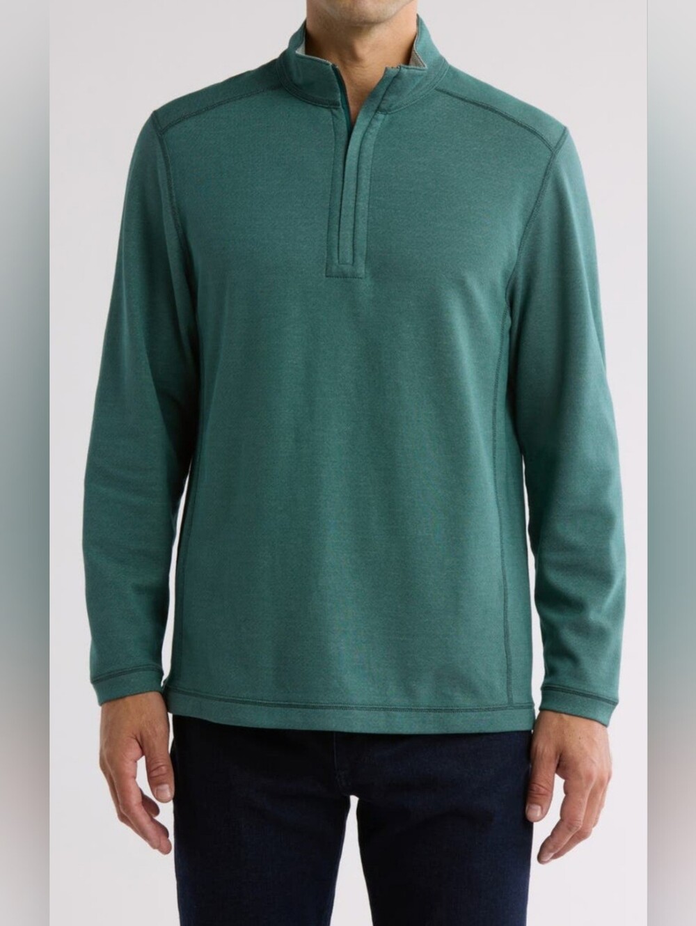 Tommy Bahama Forest Green Switch It Up Reversible Quarter Zip Sweatshirt